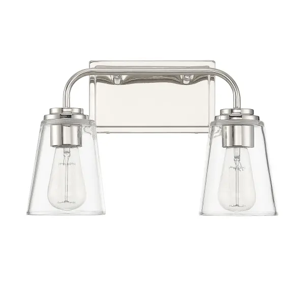 2-Light Bathroom Vanity Light in Polished Nickel - alternate view