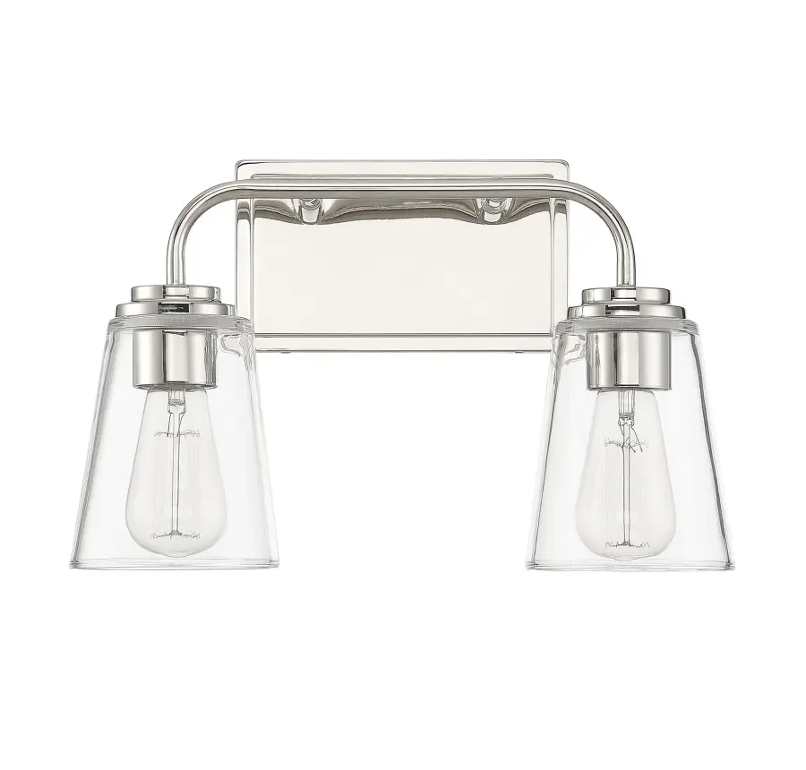 2-Light Bathroom Vanity Light in Polished Nickel - Image 2