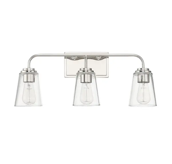 3-Light Bathroom Vanity Light in Polished Nickel - Image 2