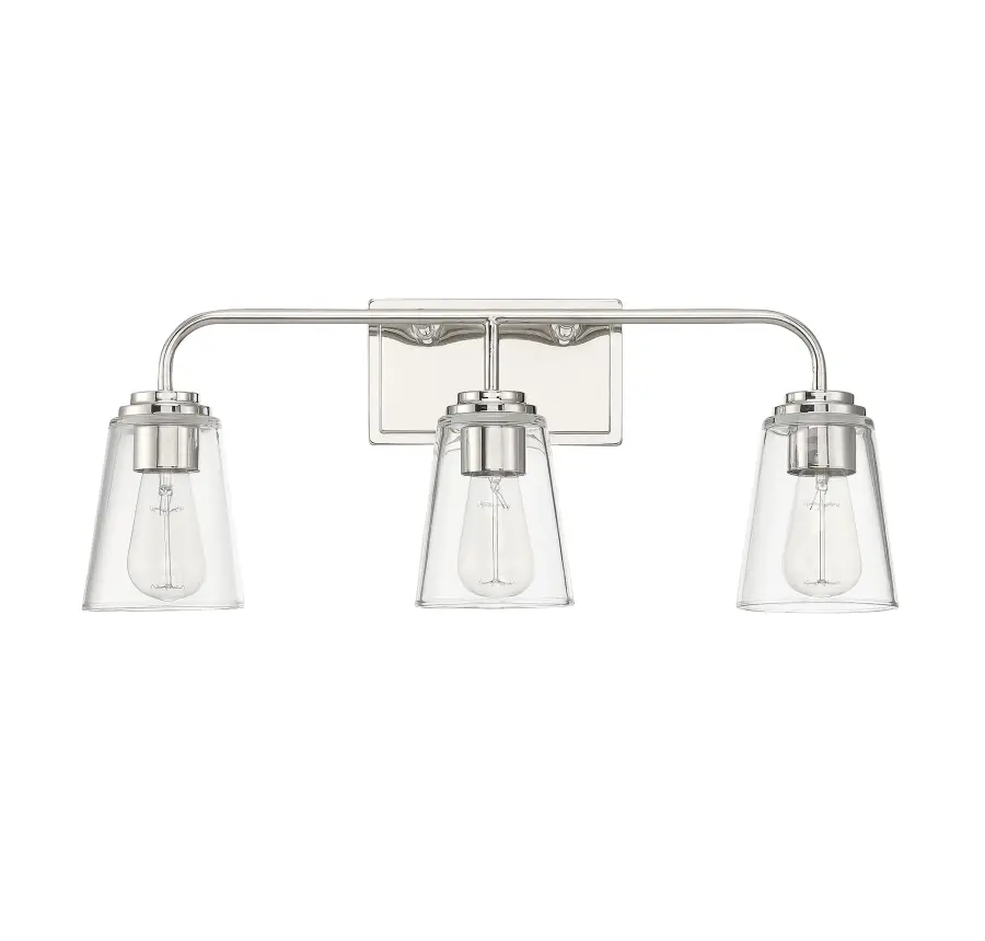 3-Light Bathroom Vanity Light in Polished Nickel - Image 2