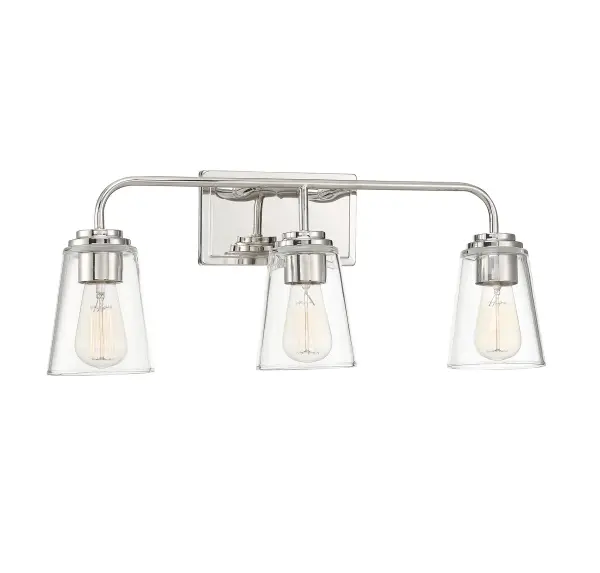 3-Light Bathroom Vanity Light in Polished Nickel - Image 3