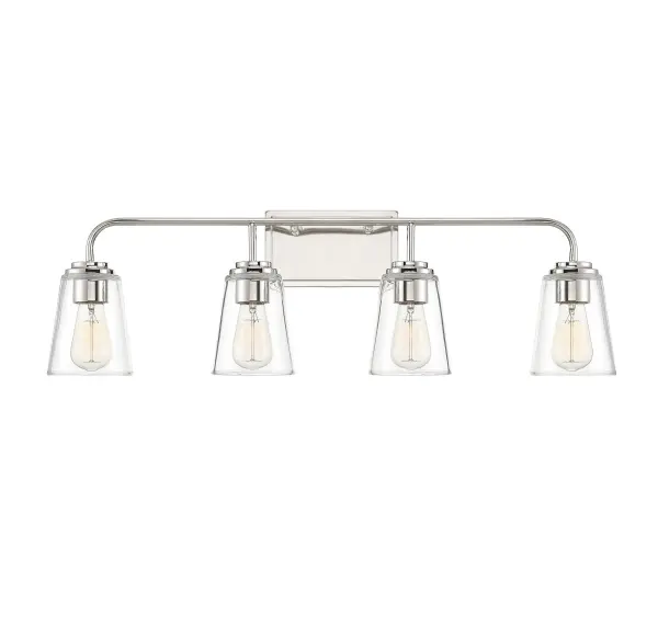 4-Light Bathroom Vanity Light in Polished Nickel - Image 1