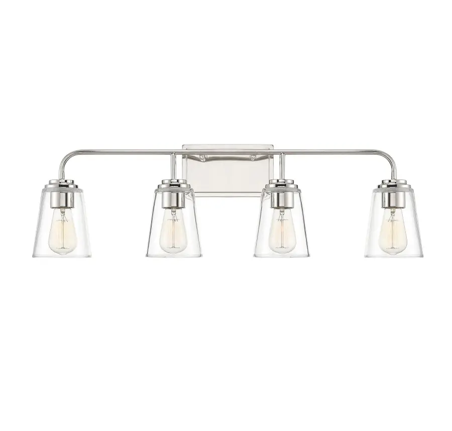 4-Light Bathroom Vanity Light in Polished Nickel - Image 1