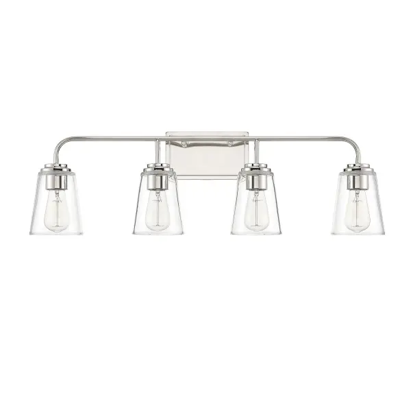 4-Light Bathroom Vanity Light in Polished Nickel - Image 2