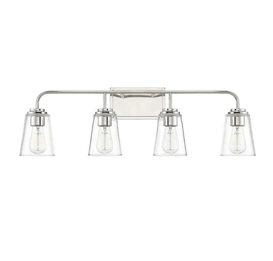 4-Light Bathroom Vanity Light in Polished Nickel - Image 2