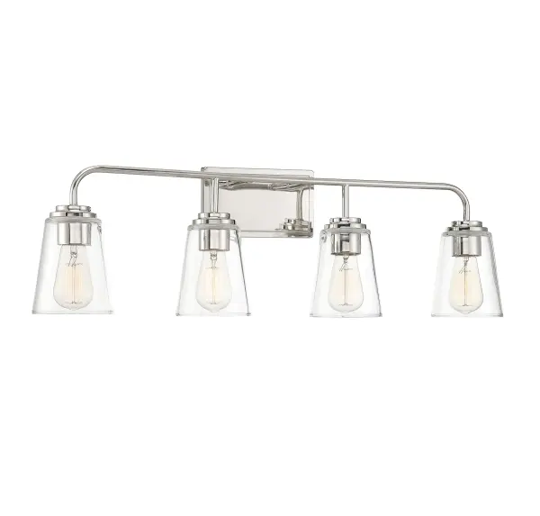 4-Light Bathroom Vanity Light in Polished Nickel - Image 3