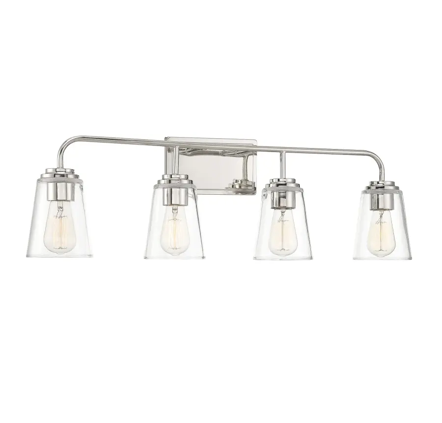 4-Light Bathroom Vanity Light in Polished Nickel - Image 3