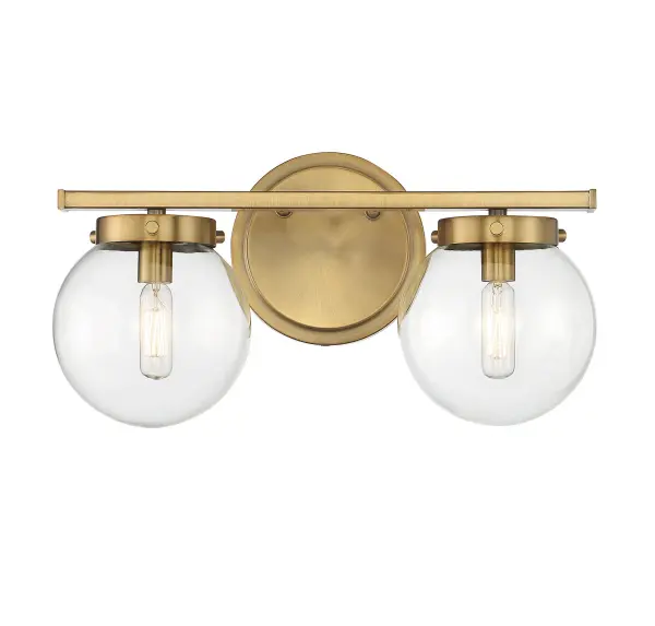 2-Light Bathroom Vanity Light in Natural Brass - Image 1