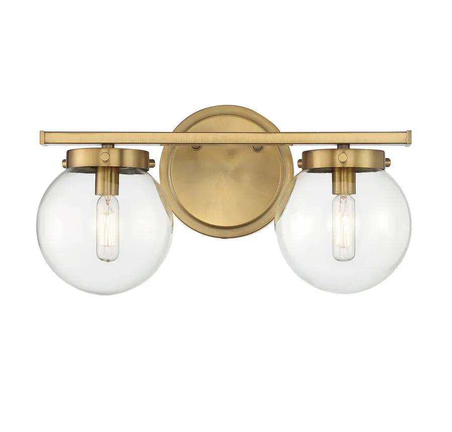 2-Light Bathroom Vanity Light in Natural Brass - Image 1