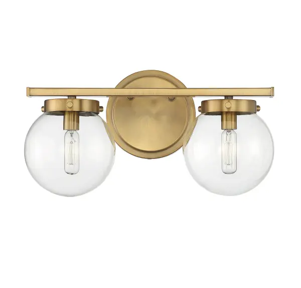 2-Light Bathroom Vanity Light in Natural Brass - Image 2