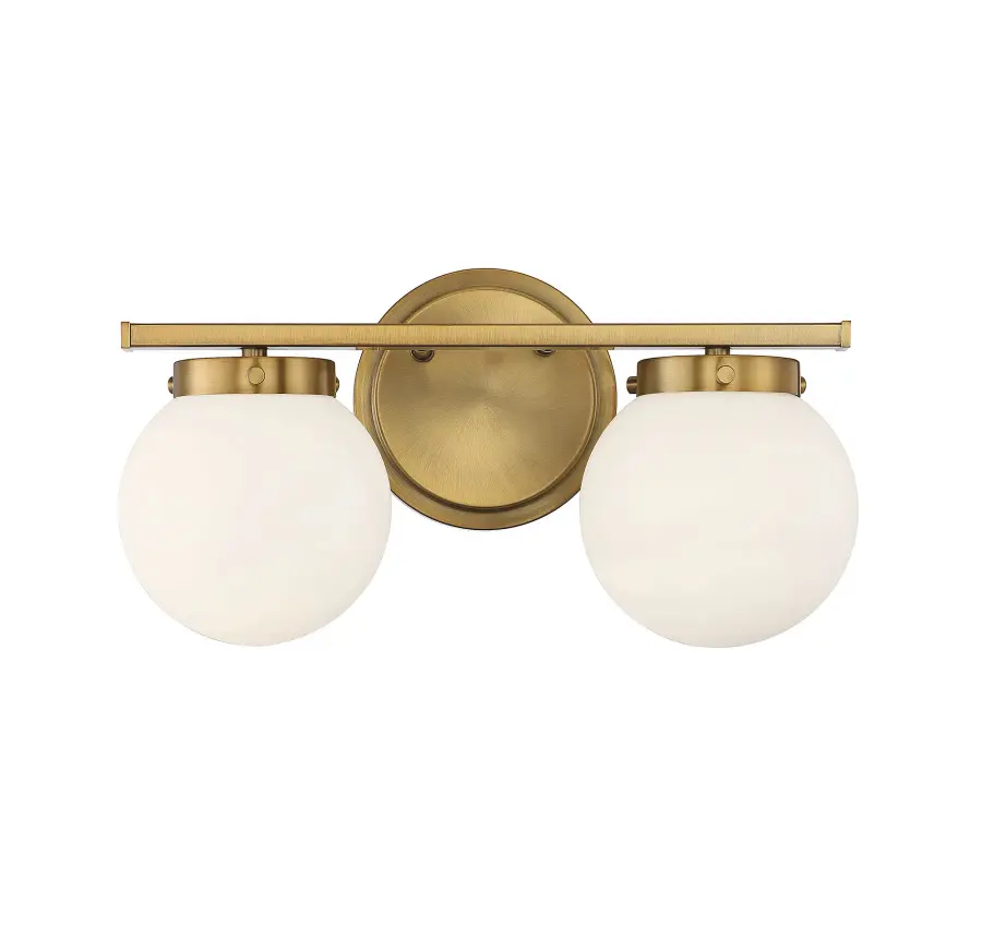 2-Light Bathroom Vanity Light in Natural Brass - Image 1