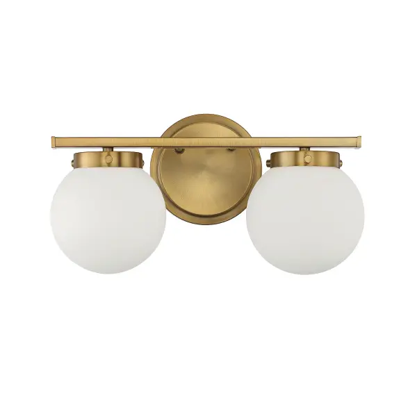 2-Light Bathroom Vanity Light in Natural Brass - Image 2