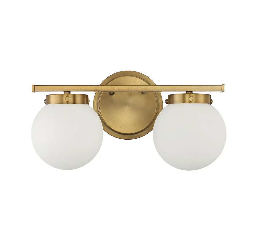 2-Light Bathroom Vanity Light in Natural Brass - Image 2