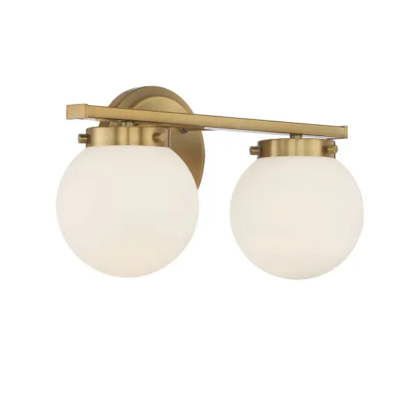 2-Light Bathroom Vanity Light in Natural Brass - Image 4