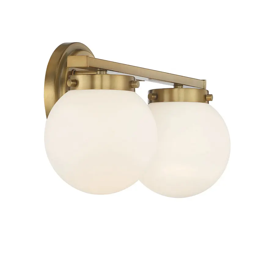 2-Light Bathroom Vanity Light in Natural Brass - Image 5
