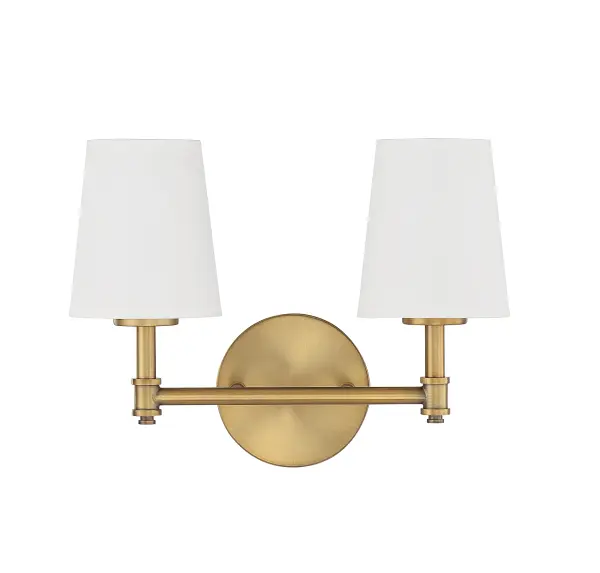 2-Light Bathroom Vanity Light in Natural Brass - Image 2