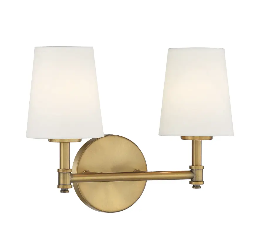 2-Light Bathroom Vanity Light in Natural Brass - Image 3