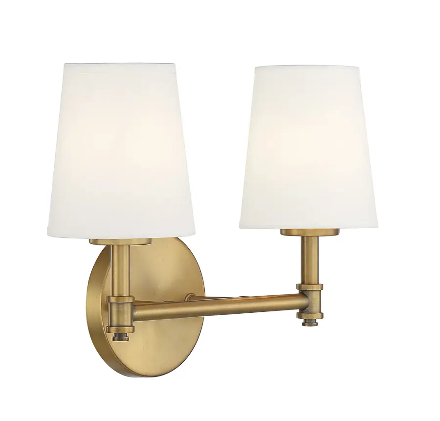 2-Light Bathroom Vanity Light in Natural Brass - Image 4
