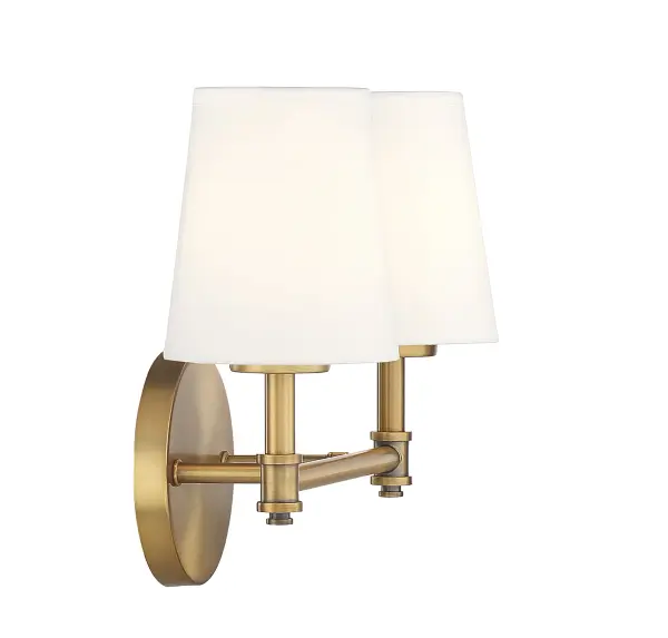 2-Light Bathroom Vanity Light in Natural Brass - Image 5