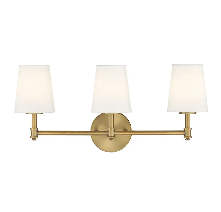 3-Light Bathroom Vanity Light in Natural Brass - Image 1