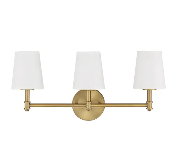 3-Light Bathroom Vanity Light in Natural Brass - Image 2