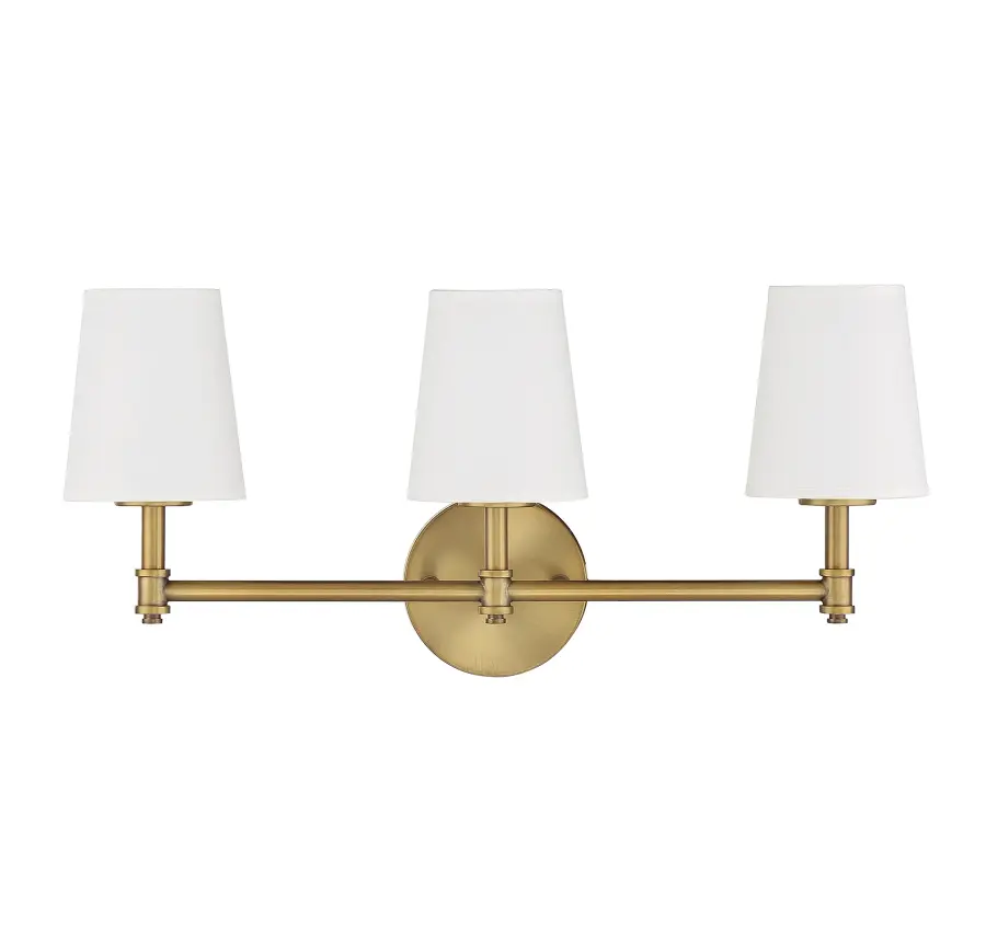 3-Light Bathroom Vanity Light in Natural Brass - Image 2
