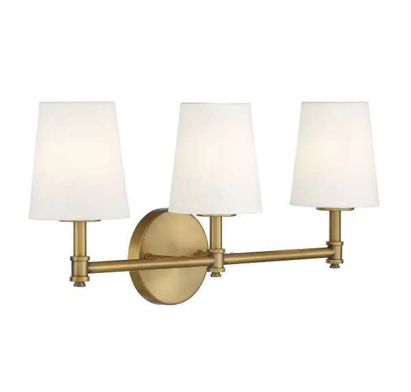 3-Light Bathroom Vanity Light in Natural Brass - Image 4