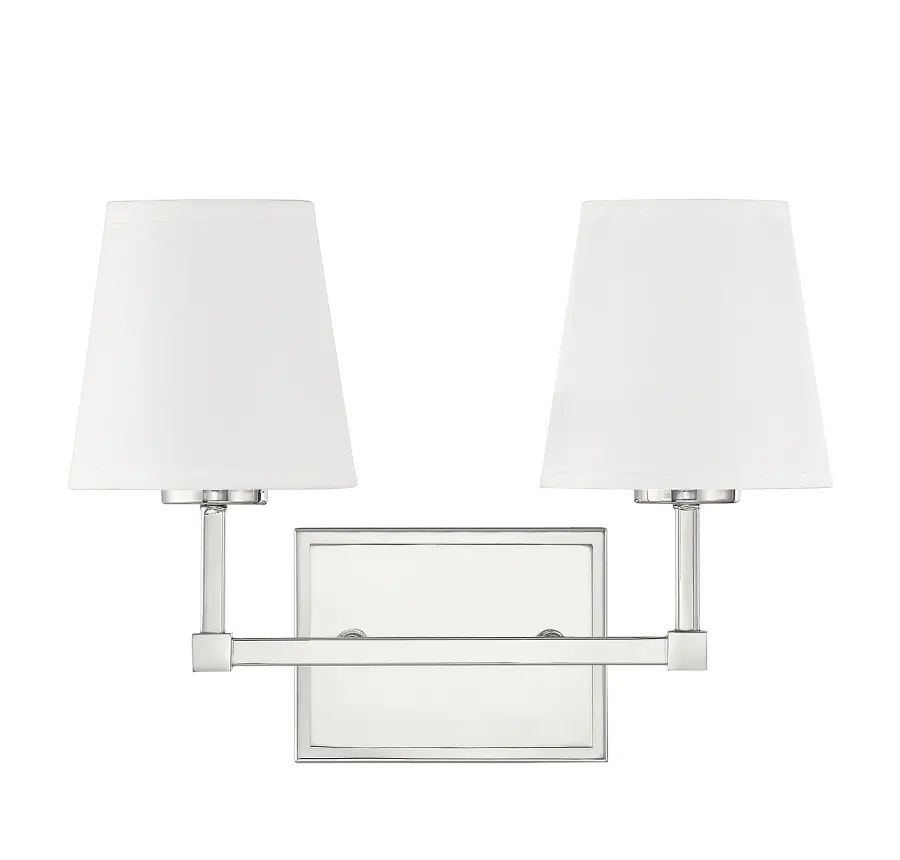 2-Light Bathroom Vanity Light in Polished Nickel - Image 2