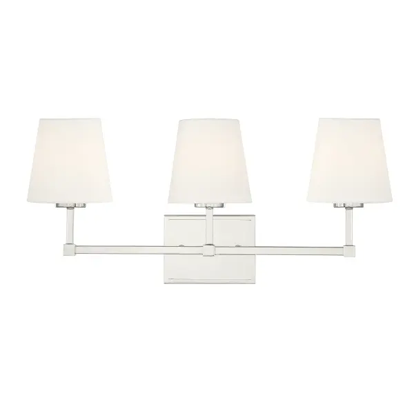 3-Light Bathroom Vanity Light in Polished Nickel - Image 1
