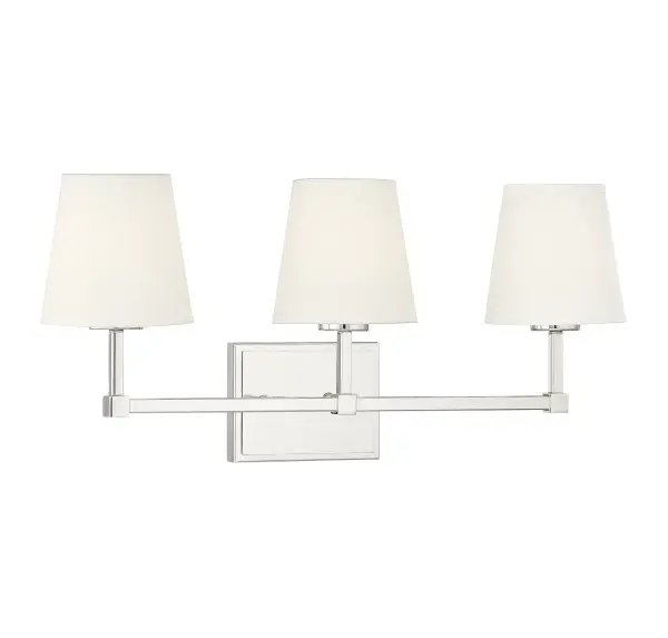 3-Light Bathroom Vanity Light in Polished Nickel - Image 3