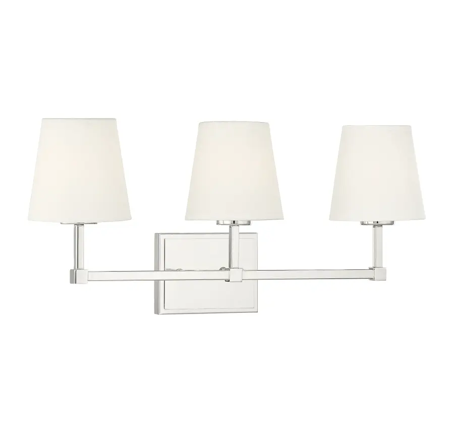 3-Light Bathroom Vanity Light in Polished Nickel - Image 3