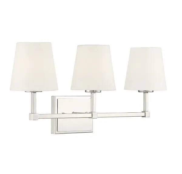 3-Light Bathroom Vanity Light in Polished Nickel - Image 4