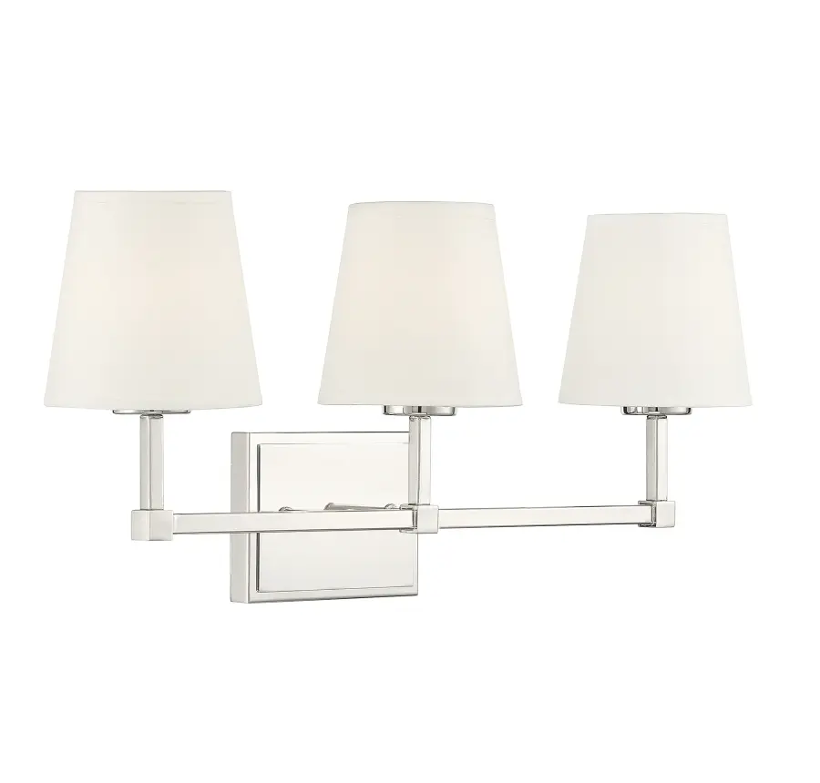 3-Light Bathroom Vanity Light in Polished Nickel - Image 4