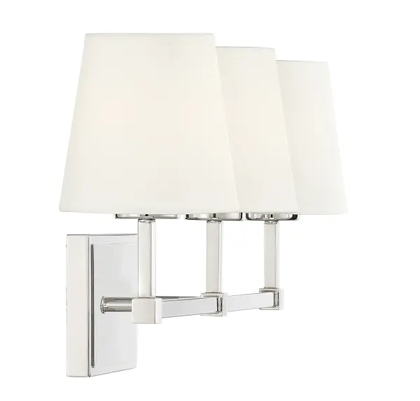 3-Light Bathroom Vanity Light in Polished Nickel - Image 5