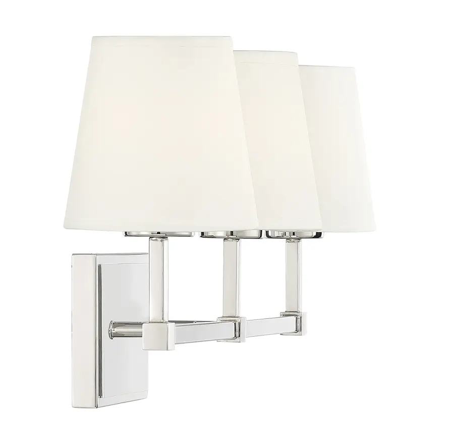 3-Light Bathroom Vanity Light in Polished Nickel - Image 5