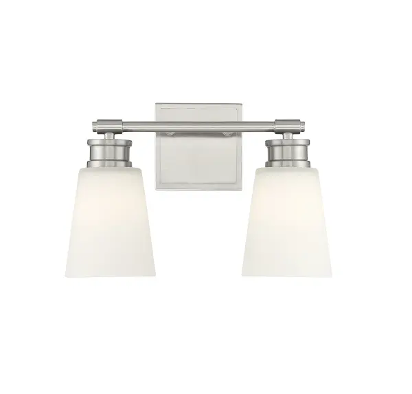 2-Light Bathroom Vanity Light in Brushed Nickel - Image 1