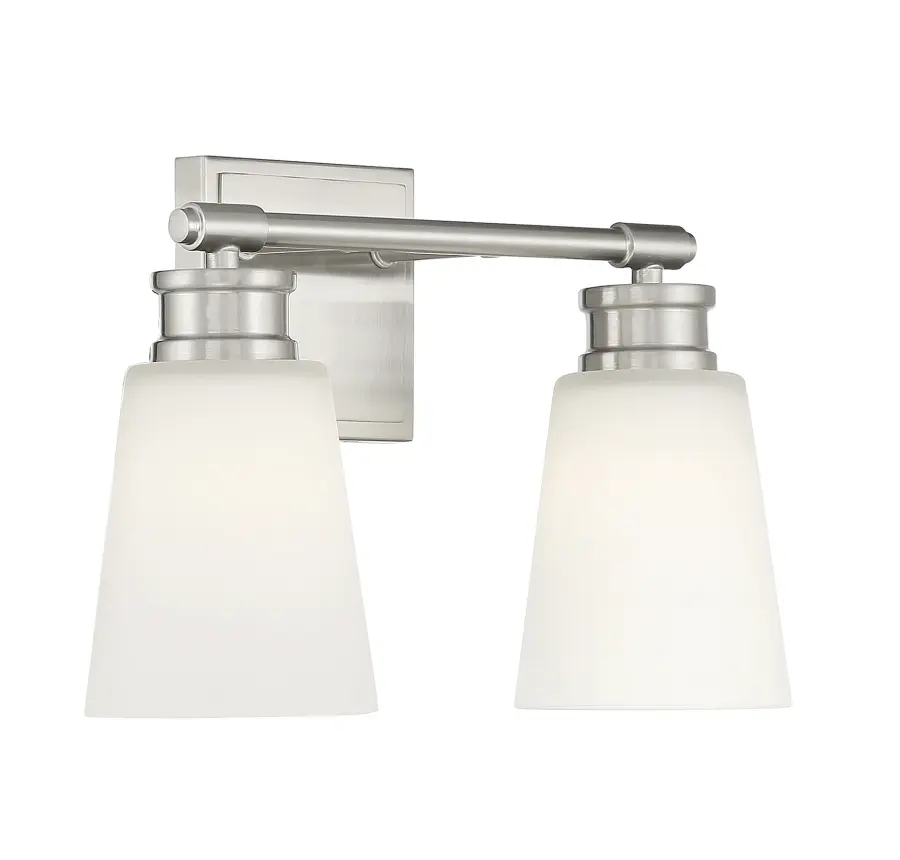 2-Light Bathroom Vanity Light in Brushed Nickel - Image 4
