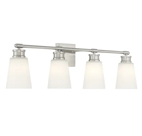 4-Light Bathroom Vanity Light in Brushed Nickel - Image 4