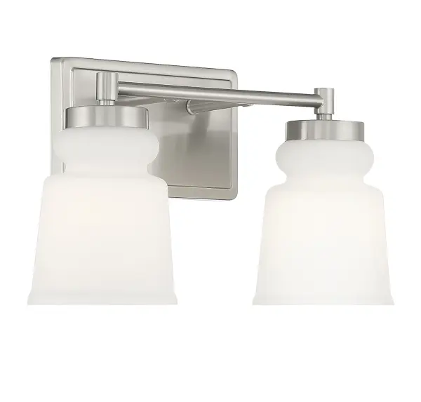 2-Light Bathroom Vanity Light in Brushed Nickel - Image 4