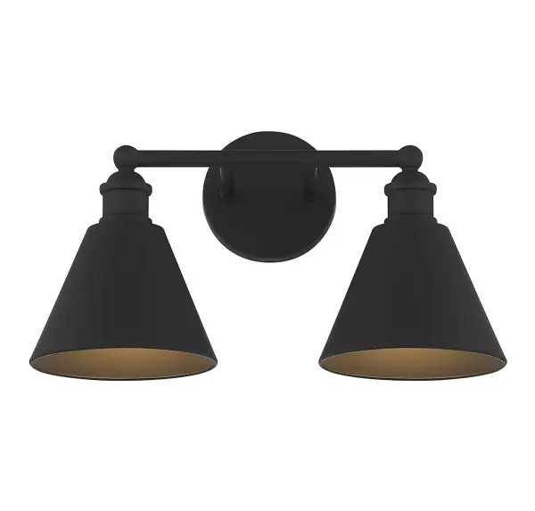 2-Light Bathroom Vanity Light in Matte Black - Image 1