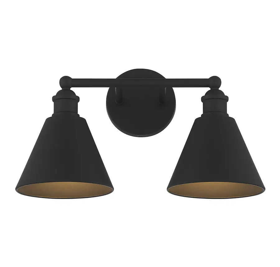 2-Light Bathroom Vanity Light in Matte Black - Image 1
