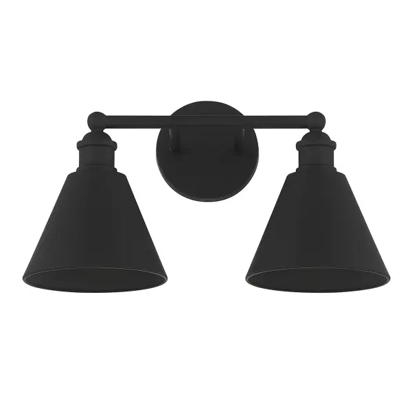 2-Light Bathroom Vanity Light in Matte Black - Image 2