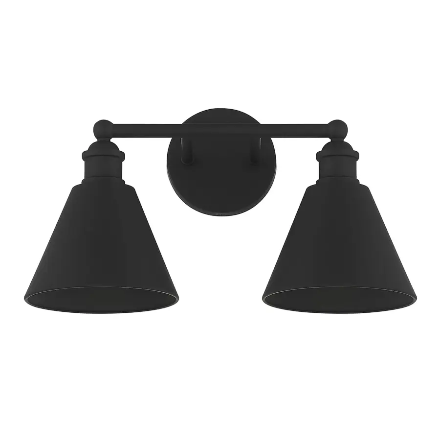 2-Light Bathroom Vanity Light in Matte Black - Image 2