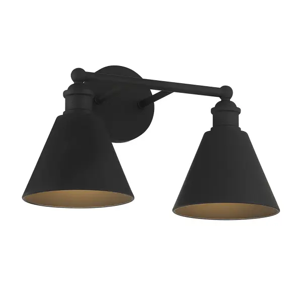 2-Light Bathroom Vanity Light in Matte Black - Image 3