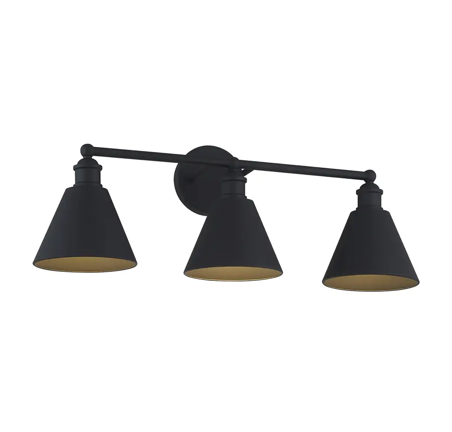 3-Light Bathroom Vanity Light in Matte Black - Image 3