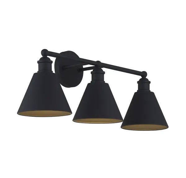 3-Light Bathroom Vanity Light in Matte Black - Image 4
