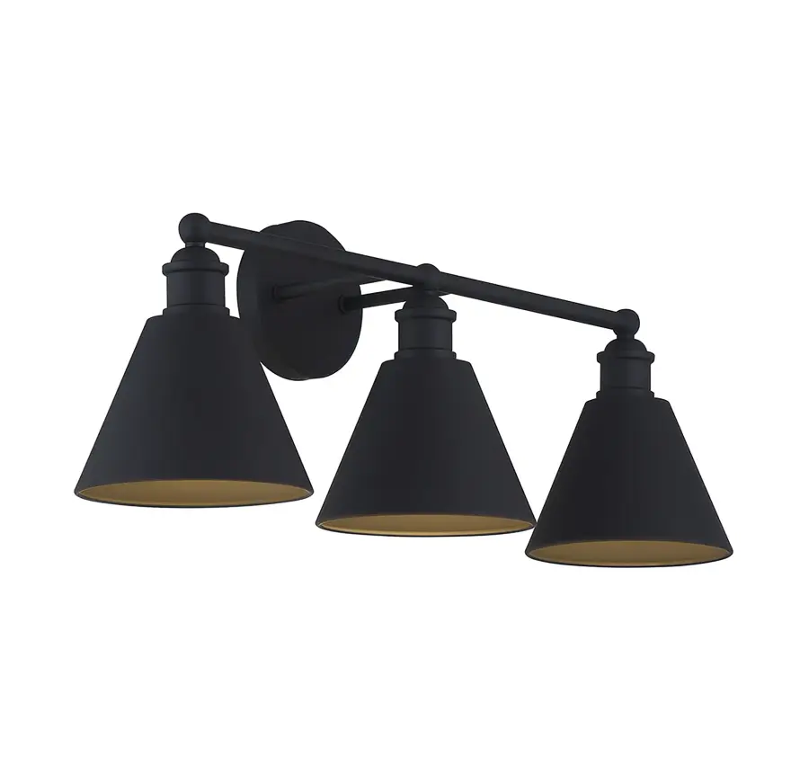 3-Light Bathroom Vanity Light in Matte Black - Image 4