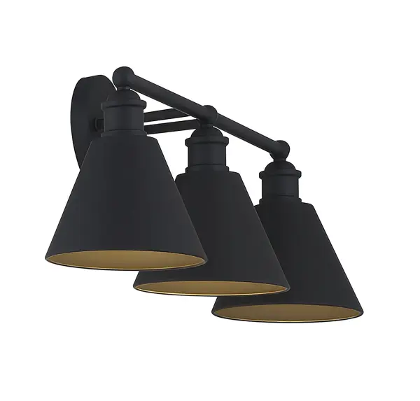 3-Light Bathroom Vanity Light in Matte Black - Image 5
