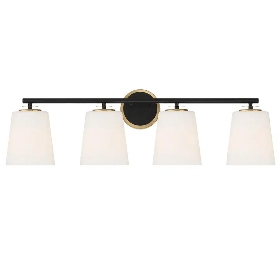 4-Light Bathroom Vanity Light in Matte Black and Natural Brass