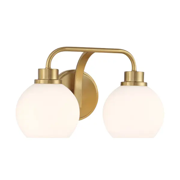 2-Light Bathroom Vanity Light in Natural Brass - Image 3